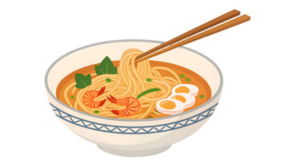 A Bowl of Delicious Noodle Soup with Shrimp and Egg