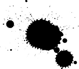 black ink brush painting splash splatter grunge graphic element