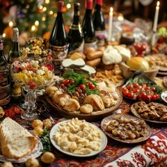 New Year Eve celebration with traditional food and music