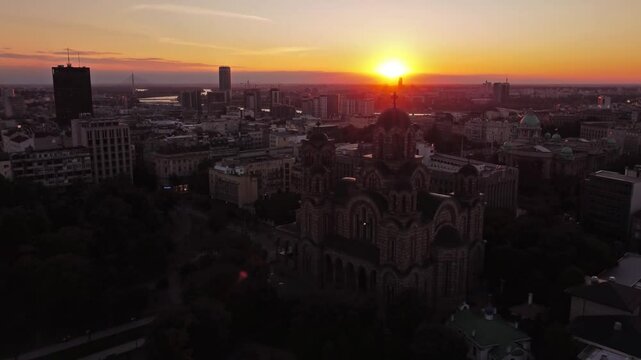 High angle view of Belgrade, capital of Serbia.