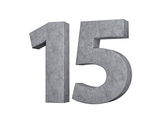 3d Concrete Number fifteen 15 Digit Made Of Grey Concrete Stone On White Background 3d Illustration
