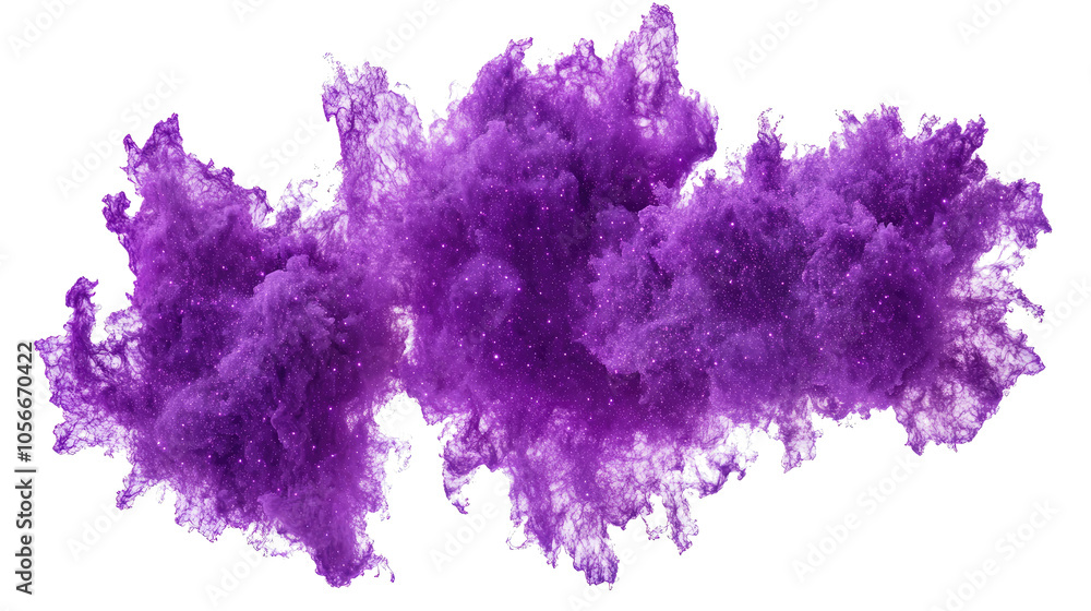 Poster purple cosmic nebula clouds on transparent background generative ai