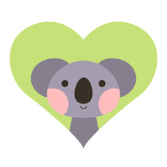Cute animal icon. Koala bear in heart love Valentine`s Day template