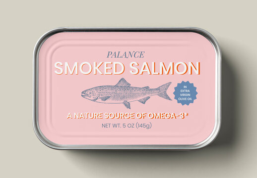 Food Product Packaging Canned Fish Flatlay Mockup With Generative AI