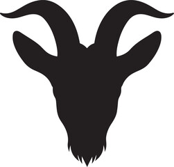 goat head front logo silhouette vector art illustration