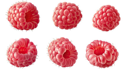 Various Raspberry Shapes on Transparent Background Generative AI