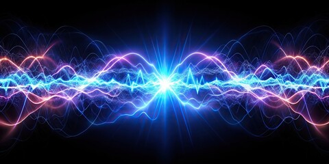 Abstract energy waves pulse like a heartbeat evoking the power of electricity High Angle