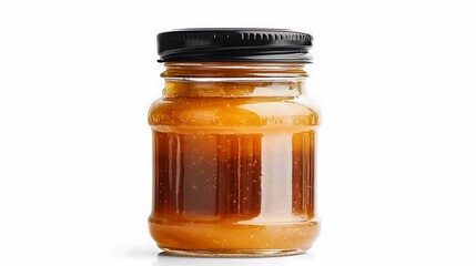 Glass Jar of Honey with Black Lid