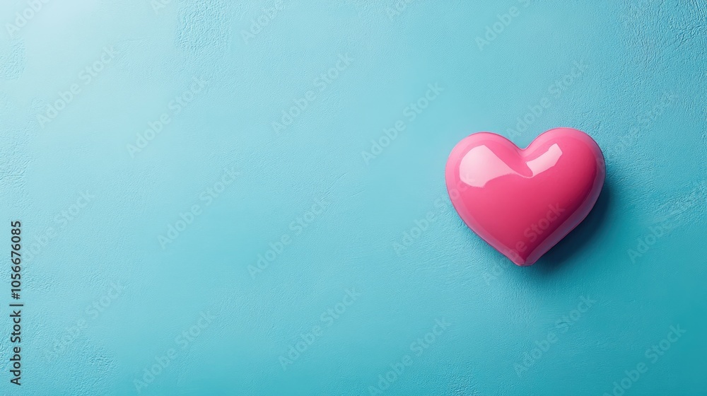 Poster valentine s day backdrop featuring a pink heart set against a blue background flat lay design with a