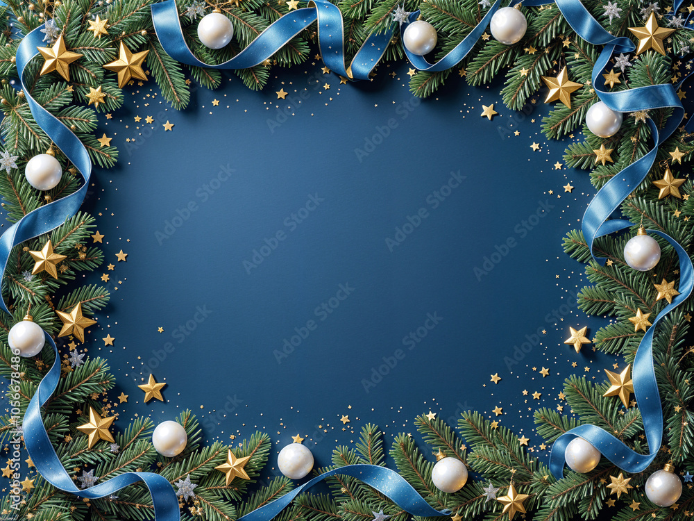 Poster elegant new year frame with empty space for text, greeting card for christmas. generative ai