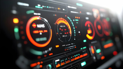3D Macro View Futuristic Dashboard Energy Levels Performance Metrics Excited Driver Background Synergy Technology Emotion Driving Close-Up Icon