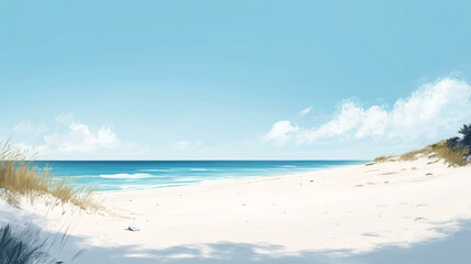 Serene Beach Landscape with Clear Blue Sea and Sky