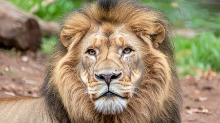 Majesty of the Jungle - Ultra-Detailed Portrait of Intense Lion's Face with Intricate Mane Details