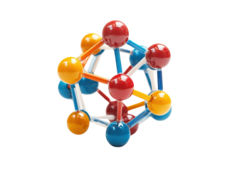 Colorful molecular model on white isolated background.