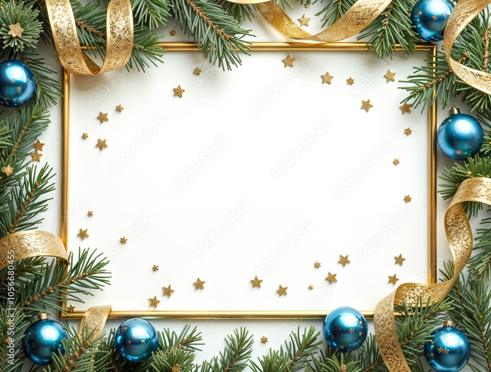 Aufkleber elegant new year frame with empty space for text, greeting card for christmas. generative ai