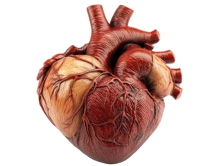Realistic human heart model, isolated on white background