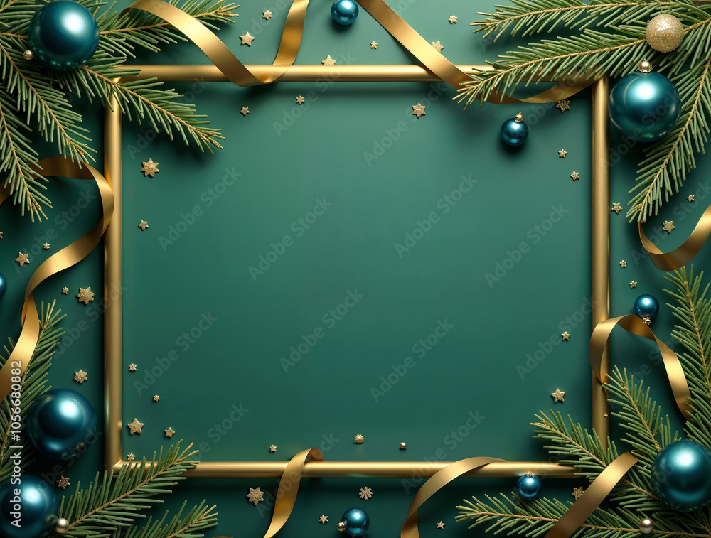 Poster elegant new year frame with empty space for text, greeting card for christmas. generative ai