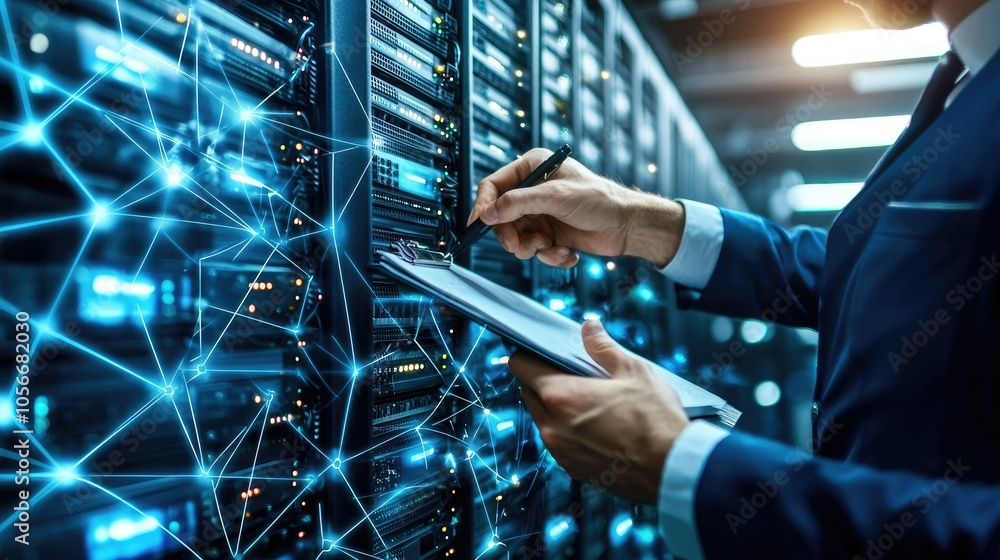 Poster network administrator recording configurations in a data center environment