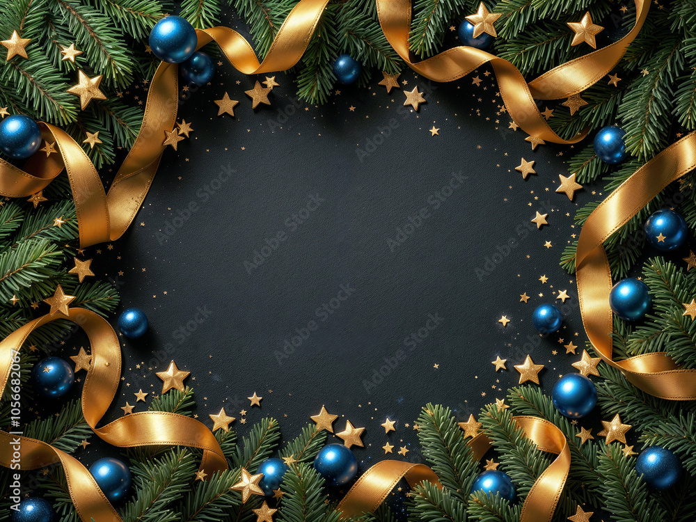 Aufkleber elegant new year frame with empty space for text, greeting card for christmas. generative ai