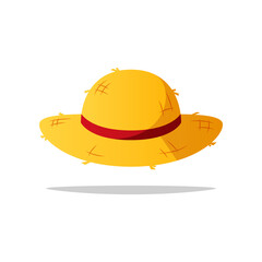 Straw hat vector isolated on white background.