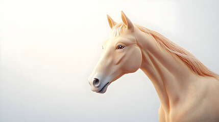 3D Icon Therapy Horse Headshot Plain Background Copy Space - Close Up Image of Noble Therapy Horse Symbolizing Strength Healing in Pet Therapy Moments for Wellness and Animal-Assisted Therapy