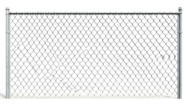 Chain link fence close up isolated transparent background
