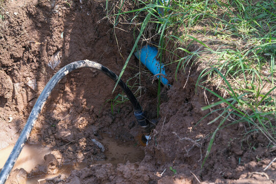 Underground water pipe damage caused by excavator in the wrong location