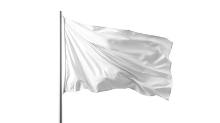 Fototapeta premium White flag at flagpole isolated transparent background