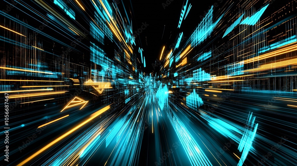 Poster Dynamic Digital Speed Motion in Futuristic Abstract Cyberspace : Generative AI