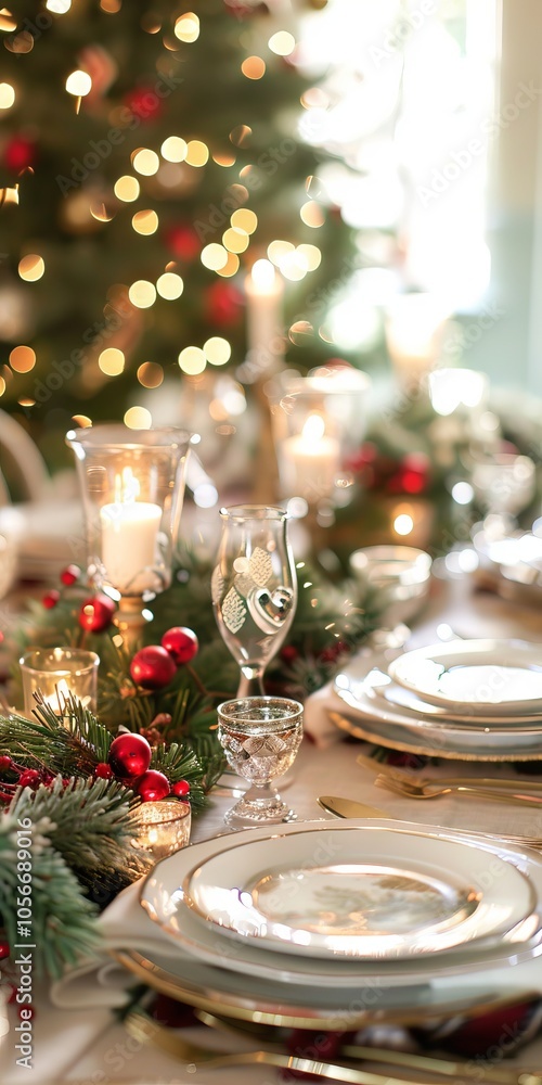 Poster simple christmas table setting with elegant details.