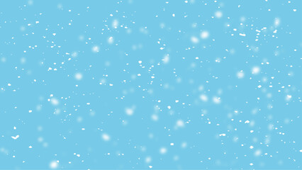 Realistic falling snowfall shining snowflakes background vector. Snowfall sky white teal blue background. 