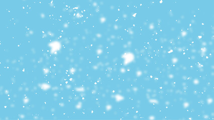 Realistic falling snowfall shining snowflakes background vector. Snowfall sky white teal blue background. 