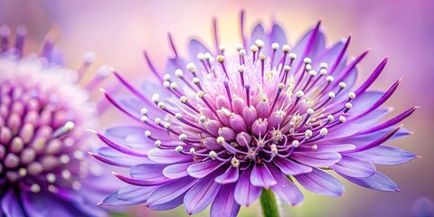 Obraz premium Close-up of delicate purple wildflower details showing intricate patterns and textures, petals, floralarrangement