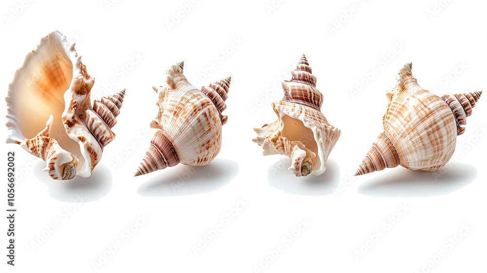 Poster Collection of Seashells Displaying Unique Patterns and Shapes Generative AI