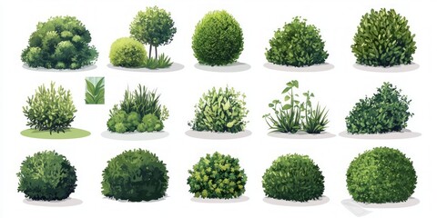 Collection of Lush Green Shrubs