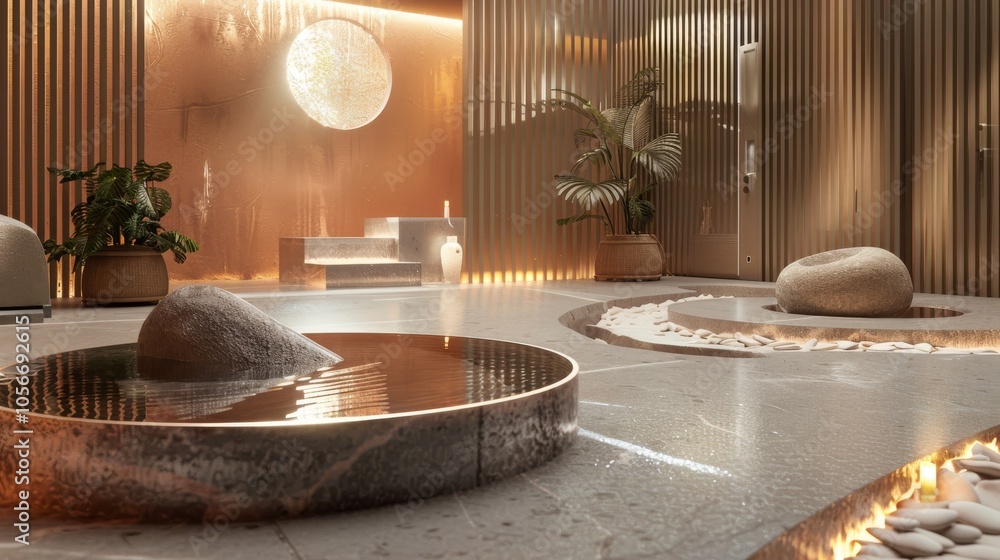 Poster artistic representation of a calming spa environment with abstract elements.