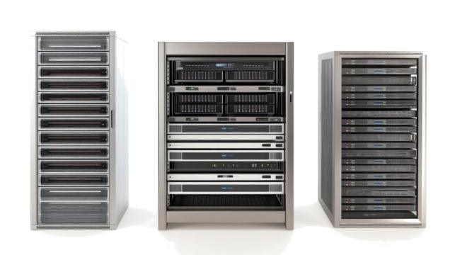 Server Racks Showcasing Multiple Servers on a Transparent Background Generative AI - Powered by Adobe