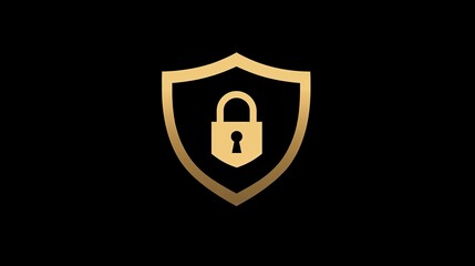 A logo design featuring a shield with a lock, representing protection and digital security. This emblem combines strong geometric shapes to convey reliability and trustworthiness, 