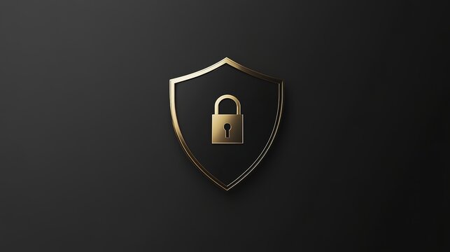 A logo design featuring a shield with a lock, representing protection and digital security. This emblem combines strong geometric shapes to convey reliability and trustworthiness, 