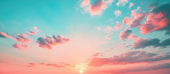 Colorful Beautiful Sunset Sky With Few Clouds For Wallpaper