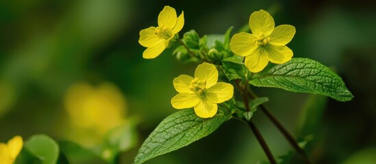 Naklejka premium Sida Rhombifolia Small Wild Flowering Plant Grows On The Roadside