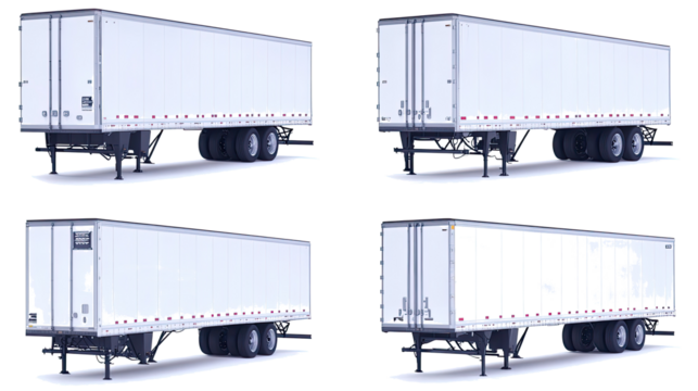 White Trailer Trucks Displayed From Four Distinct Side Views Generative AI