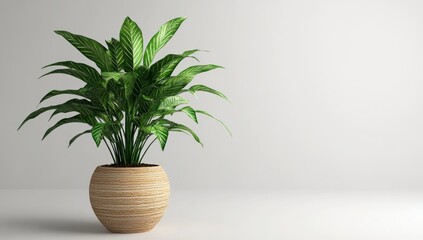 Fototapeta premium Elegant Indoor Houseplant in a Wooden Pot