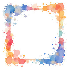 Colorful watercolor frame isolated on white background. Vector illustration.