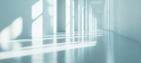 Obraz premium Empty Modern Corridor with Sunlight