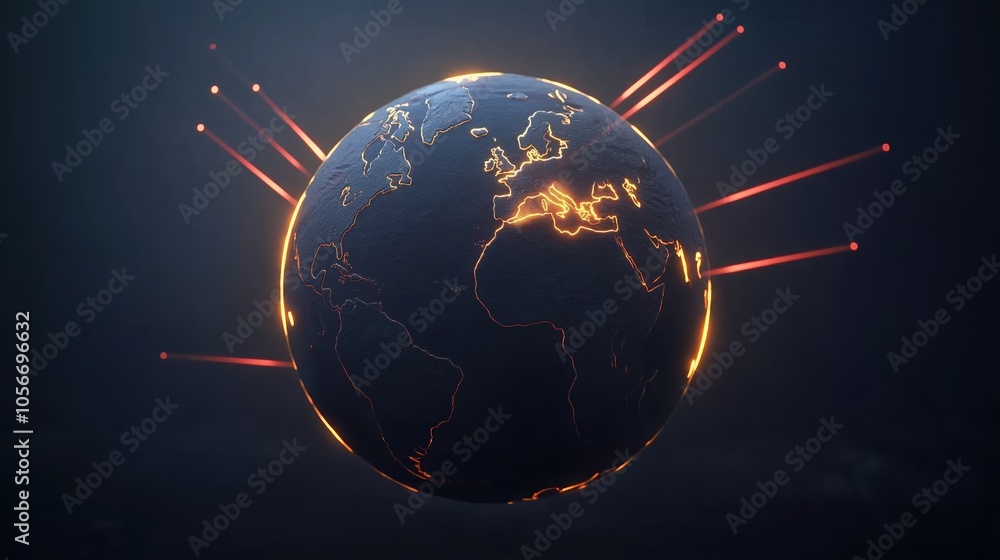 Poster computer generated image of a planet with a bright orange glow surrounding it. concept of destructio