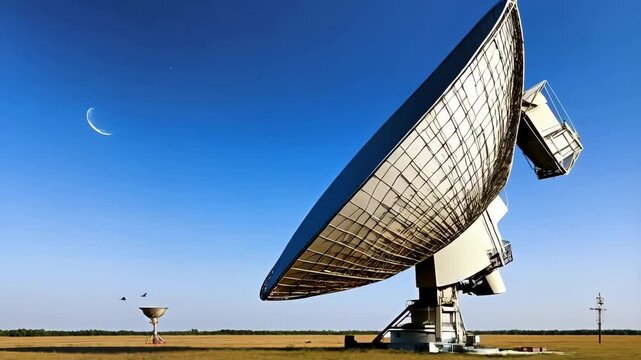A satellite dish on a field
