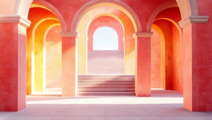 Fototapeta premium Vibrant Archway Staircase Interior