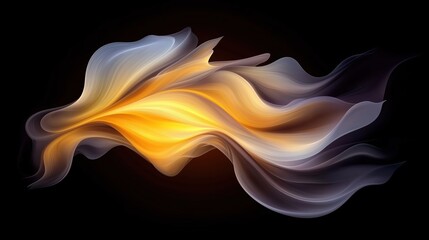 Long, flowing, orange and black wave of flame. The flame is so long that it almost reaches the edge of the image