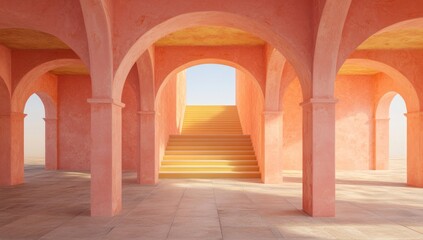 Fototapeta premium Pastel Pink Archway Interior Design